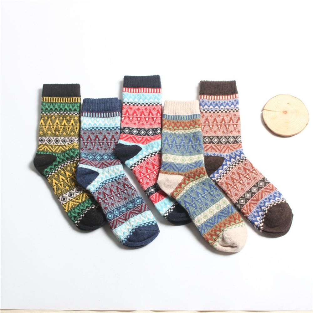 5 Pairs Men's Vintage Cony Hair Crew Socks - Picture 7 of 8
